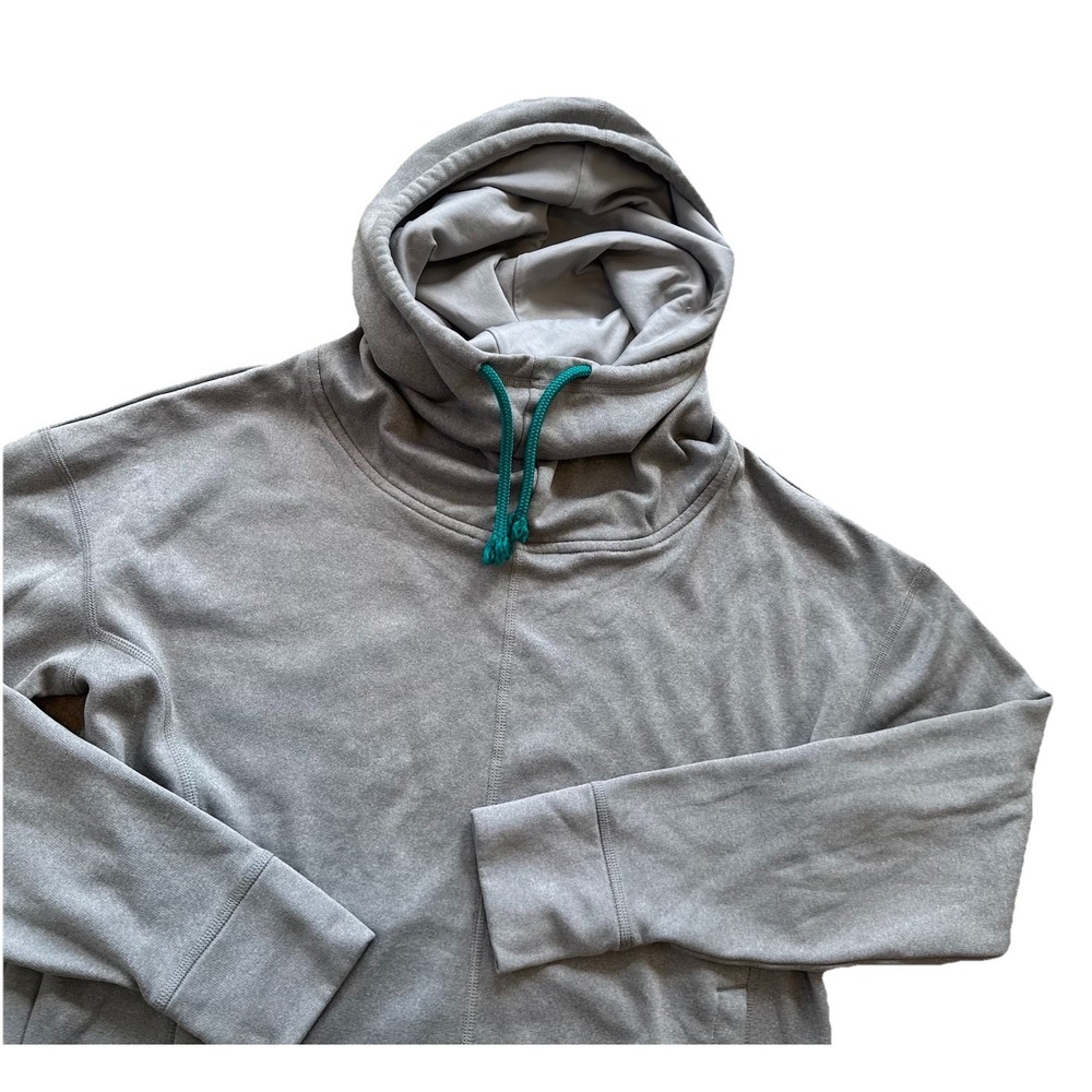 The North Face Women's Med Funnel Neck Hoodie Sweatshirt Gray Teal Drawstring